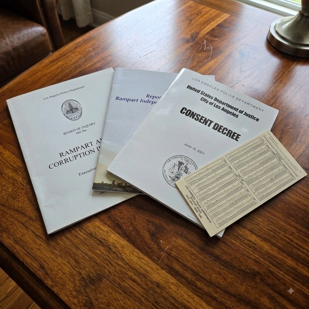 LAPD Rampart Scandal Reports &‎ Consent Decree 2001 DOJ Documents Lot 4pc